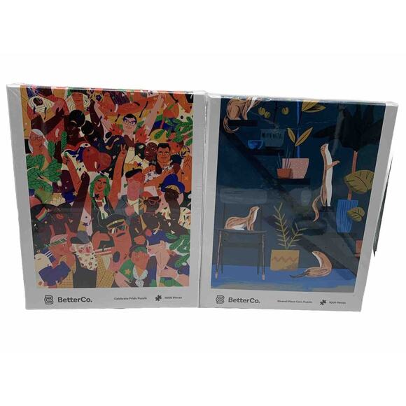 Lot Of 2 Betterco 1000 Piece Puzzles Weasel Plant Care And Celebrate Pride New - Picture 1 of 6